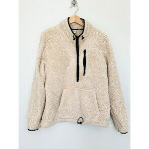 Pink By Victoria’s Secret Beige Sherpa 1/4 Zip Up Pull Over Winter Jacket Size M